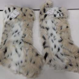 2pc Set of Kirkland's Faux Leopard Fur Christmas Stockings NWT alternative image