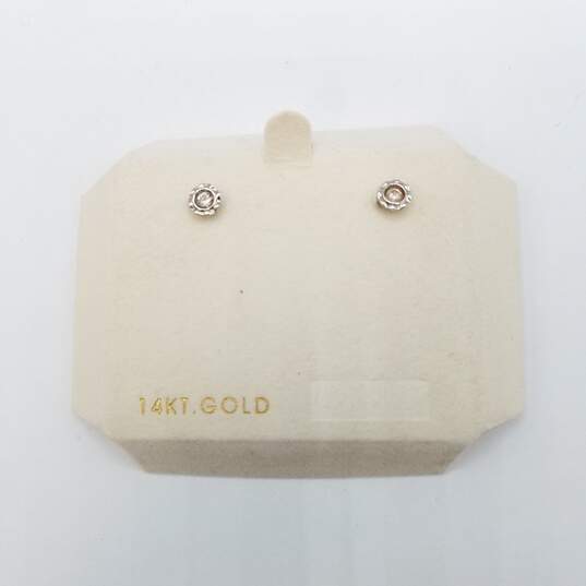 14K Gold .13ct Diamond Post Hud Earring .8g image number 2