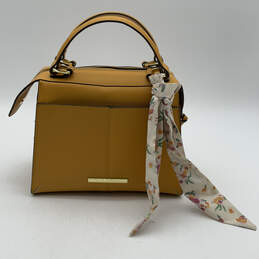 Womens Yellow Leather Double Handle Detachable Strap Shoulder Bag Purse