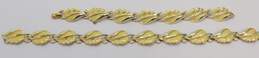 Vintage Coro Goldtone Yellow Enamel Leaf Linked Chain Necklace & Bracelet Set 53.7g