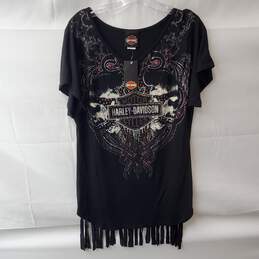 Harley-Davidson Black Sequined Fringe T-Shirt Size XL