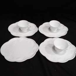 7pc. Bundle of Vintage Milk Glass Cups and Snack Saucers