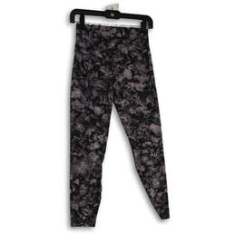 Womens Black Pink Floral Elastic Waist Pull-On Compression Leggings Size 6