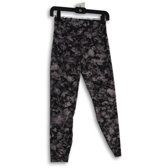Womens Black Pink Floral Elastic Waist Pull-On Compression Leggings Size 6 image number 1