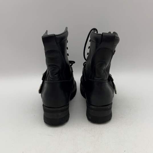 Harley Davidson Womens Black Leather Lace-Up Steel Toe Biker Boots Size 7.5 image number 4