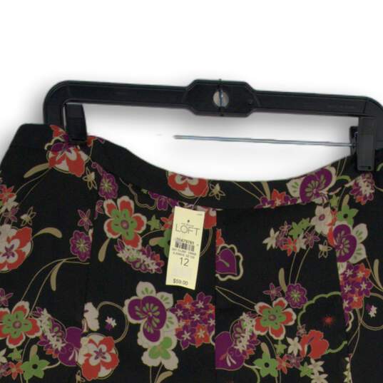 NWT LOFT Womens Multicolor Floral Pleated Side Zip A-Line Skirt Size 12 image number 3