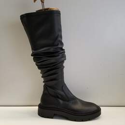 Zara Black Blogger Fav Stretch Tall Over The Knee Zip Boots Size 37
