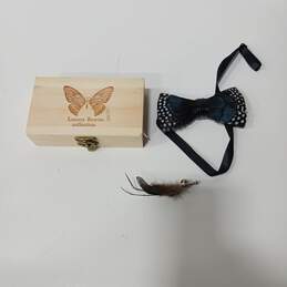 Luxury Bowtie Collection Feather Bowtie In Wooden Case/Box