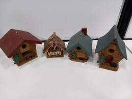 4pc Set of Assorted Wooden Handmade Birdhouses