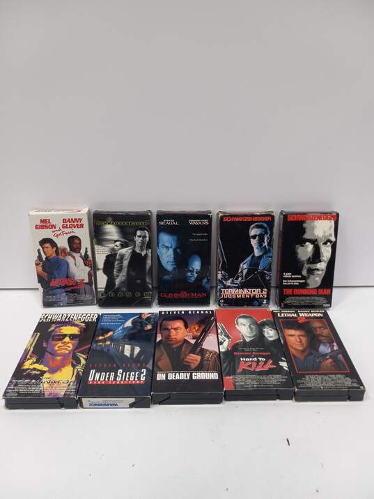 Vintage Bundle of Ten Assorted VHS Action Movies image number 1