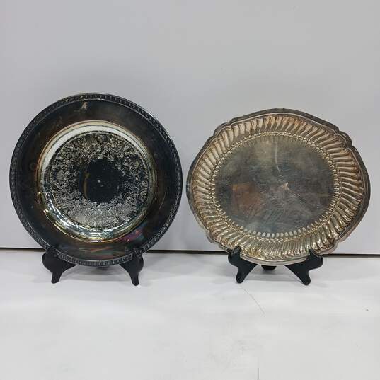Set of Two Silver Tone Platter image number 1