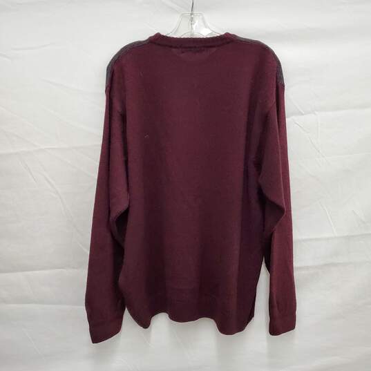 VTG 80's MN's Segreto Burgundy Plaid Crewneck Wool Blend Sweater  Size L image number 2