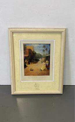 Vintage Olvera Street Print of Town Scene Mexico by Kalan Brunink Matted Framed