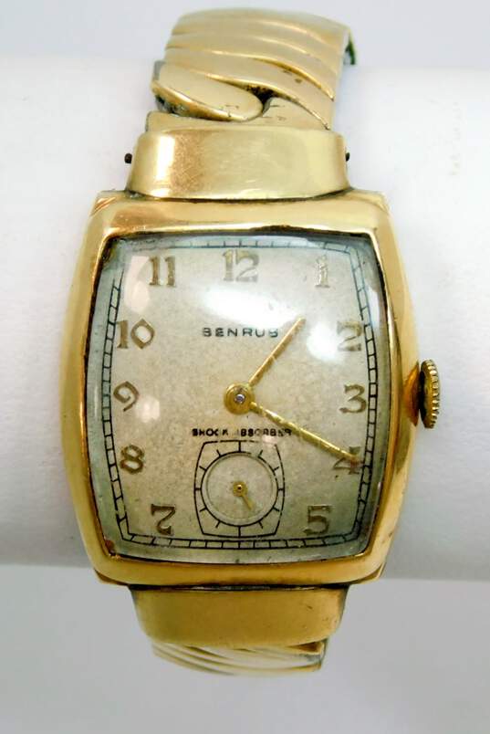 Men's Vintage Benrus 14K Gold Case 17 Jewels Shock Absorber Wrist Watch 42.0g image number 1