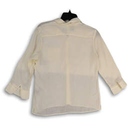 Womens White Spread Collar Long Sleeve Classic Button-Up Shirt Size 12 alternative image