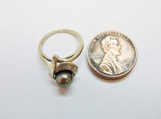 14K White Gold Pearl Ring 2.7g image number 4