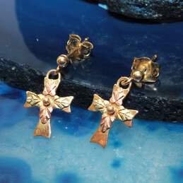 Coleman 10K Black Hills Gold Cross Dangle Earrings