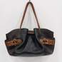 Cole Haan Black/Brown Leather Slouch Drawstring Bucket Bag image number 1