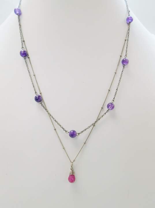 Artisan Sterling Silver Amethyst Garnet Ruby Jewelry 11.4g image number 2