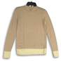 Womens Beige Yellow Long Sleeve Crew Neck Pullover Sweater Size Medium image number 2