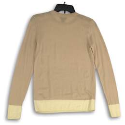 Womens Beige Yellow Long Sleeve Crew Neck Pullover Sweater Size Medium alternative image