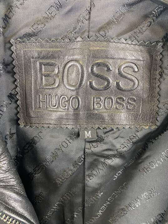 Boss Hugo Boss Men Black Leather Jacket M image number 3
