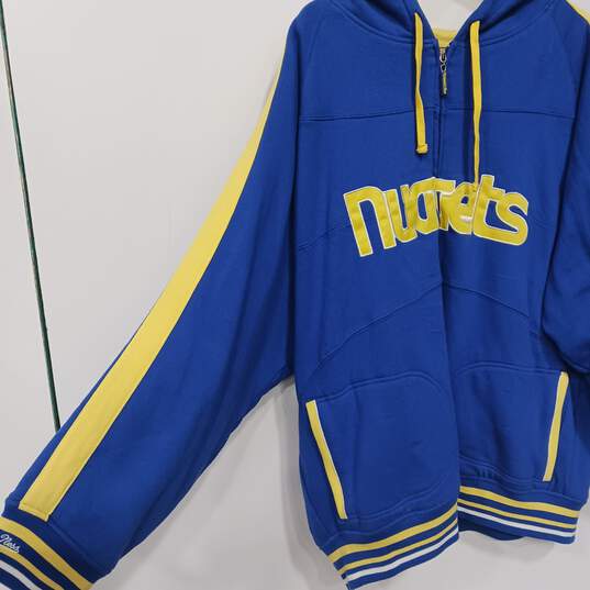 Mitchell & Ness Men's Blue/Yellow Denver Nuggets Hoodie Size 3XL image number 3