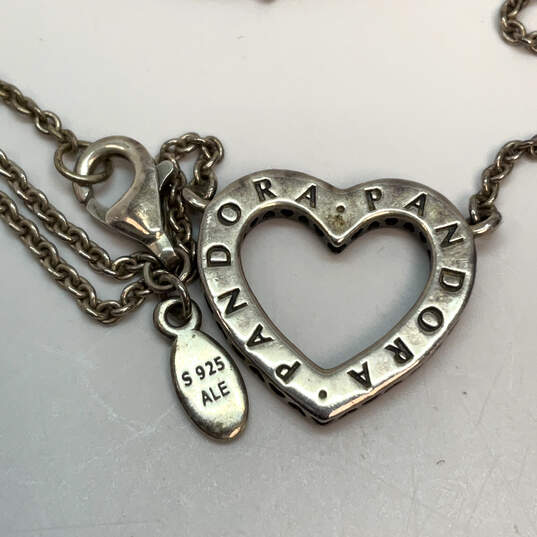 Designer Pandora S925 ALE Sterling Silver CZ Stone Heart Pendant Necklace image number 4