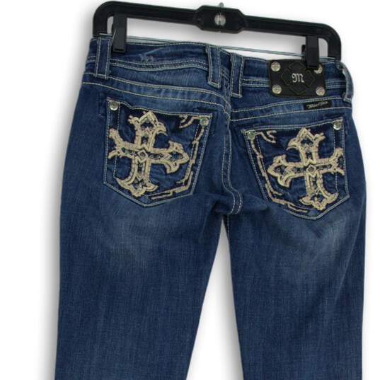 Womens Blue Medium Wash Stretch Pockets Denim Bootcut Jeans Size 27 image number 4