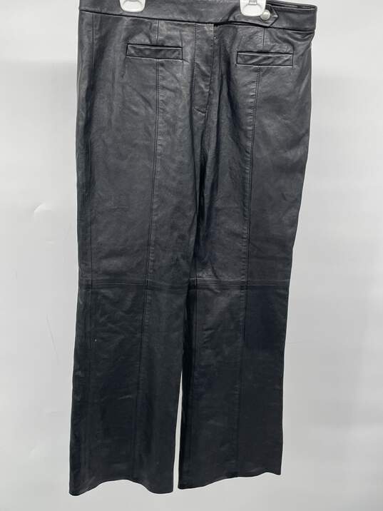 Womens Black Flat Front Straight Leg Trousers Pants Size 10 T-0532041-M