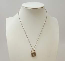 Tiffany & Co 925 L Initial Letter Open Padlock Pendant Necklace 7.0g