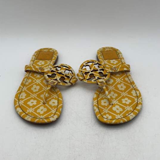 Tory Burch Womens Miller Yellow White Floral Slip-On Thong Sandals Size 8.5 image number 3