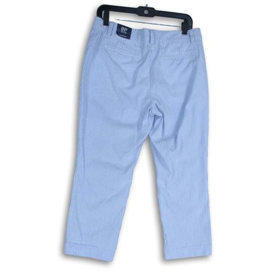 NWT Lands' End Womens Blue White Striped Straight Leg Cropped Pants Size 8P image number 2