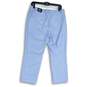 NWT Lands' End Womens Blue White Striped Straight Leg Cropped Pants Size 8P image number 2