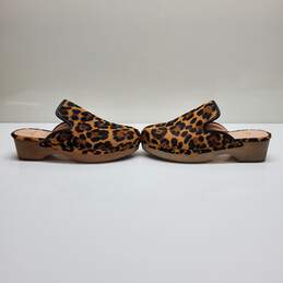 J. Crew Calf Hair Leopard Patterned Wood Heel Clogs WM Size 10 alternative image