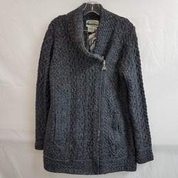 QVC merino wool gray fisherman sweater asymmetrical zip M petite nwt