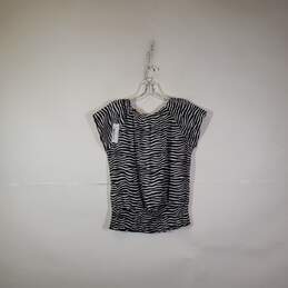 Womens Zebra Print Round Neck Short Sleeve Pullover Blouse Top Size Medium alternative image