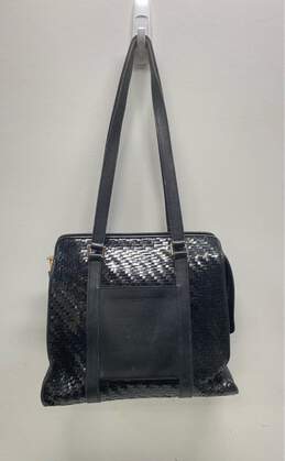 Stephane Kelian Paris Black Patent Woven Leather Tote Bag