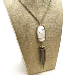 Designer Kendra Scott Gold Tone Mother Of Pearl Pendant Necklace w/ Dust Bag