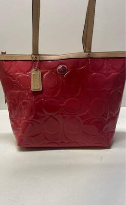 COACH F25187 Patent Leather Embossed Signature Tote Bag