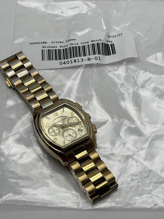 Womens MK5202 Gold Tone Stainless Steel Chain Strap Analog Wrist Watch 144g image number 9