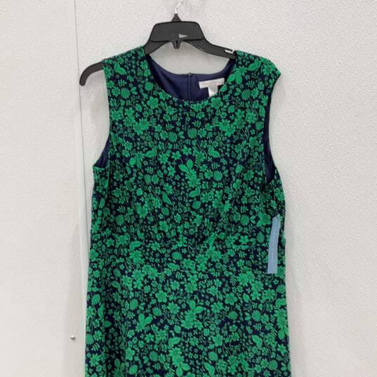 NWT Womens Blue Green Floral Sleeveless Crew Neck Shift Dress Size 16 image number 3