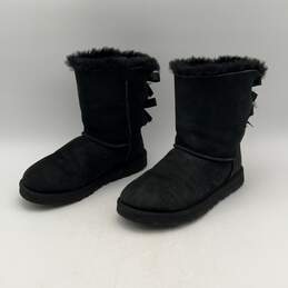 Ugg Womens Bailey Bow II 1002954 Black Fur Round Toe Winter Boots Size 7 alternative image