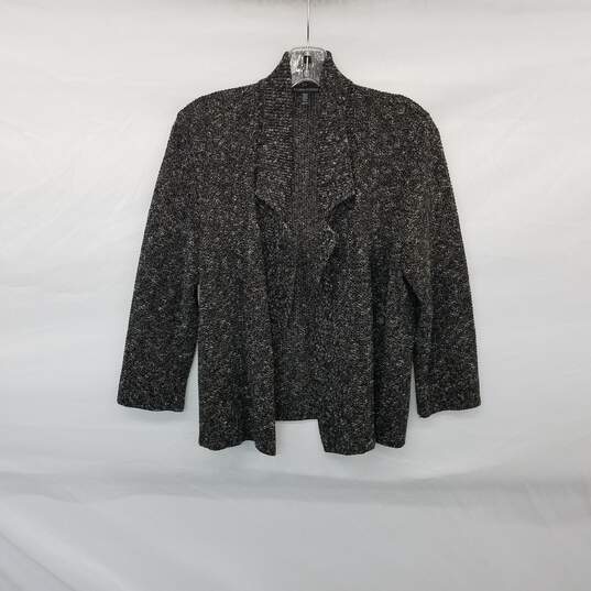 Eileen Fisher Black Organic Cotton Linen Blend Open Knit Cardigan WM Size XS image number 1