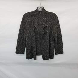 Eileen Fisher Black Organic Cotton Linen Blend Open Knit Cardigan WM Size XS