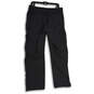 Womens Black Elastic Waist Drawstring Zipper Pocket Track Pants Size 12 image number 3