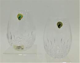 Waterford Crystal Lismore Nouveau Deep Red Wine Stemless Glasses IOB Set Of 2