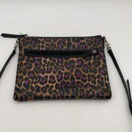 Womens Purple Cheetah Print Leather Detachable Strap Zipper Crossbody Bag alternative image