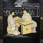 Vintage Asian Mother of Pearl Inlay Black Lacquer Wood Panel image number 2