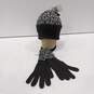 Michael Kors Women's Gray Monogram Knit Hat & Gloves O/S NWT image number 5